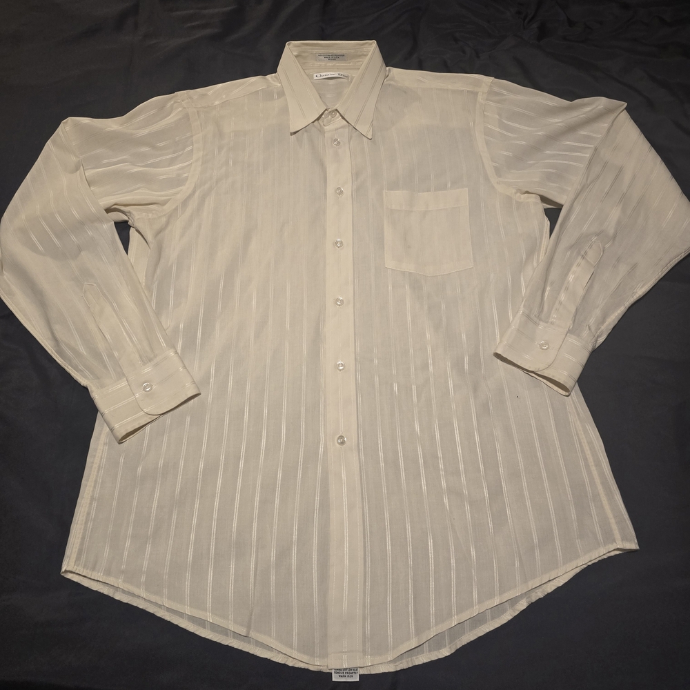 Dior Cream Striped Dress Shirt